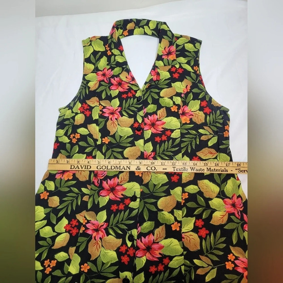 Vintage 90s Y2K Erika Dresses Tropical Floral Button Front Dress sz M - Picture 5 of 9